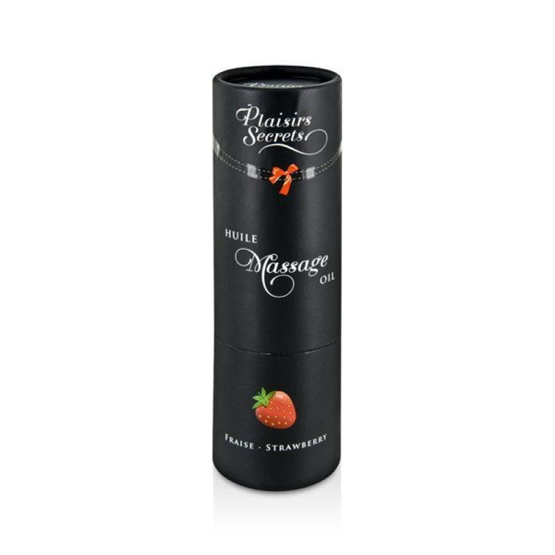 Масажна олія Plaisirs Secrets Strawberry (59 мл) з афродизіаками, їстівна, подарункова упаковка