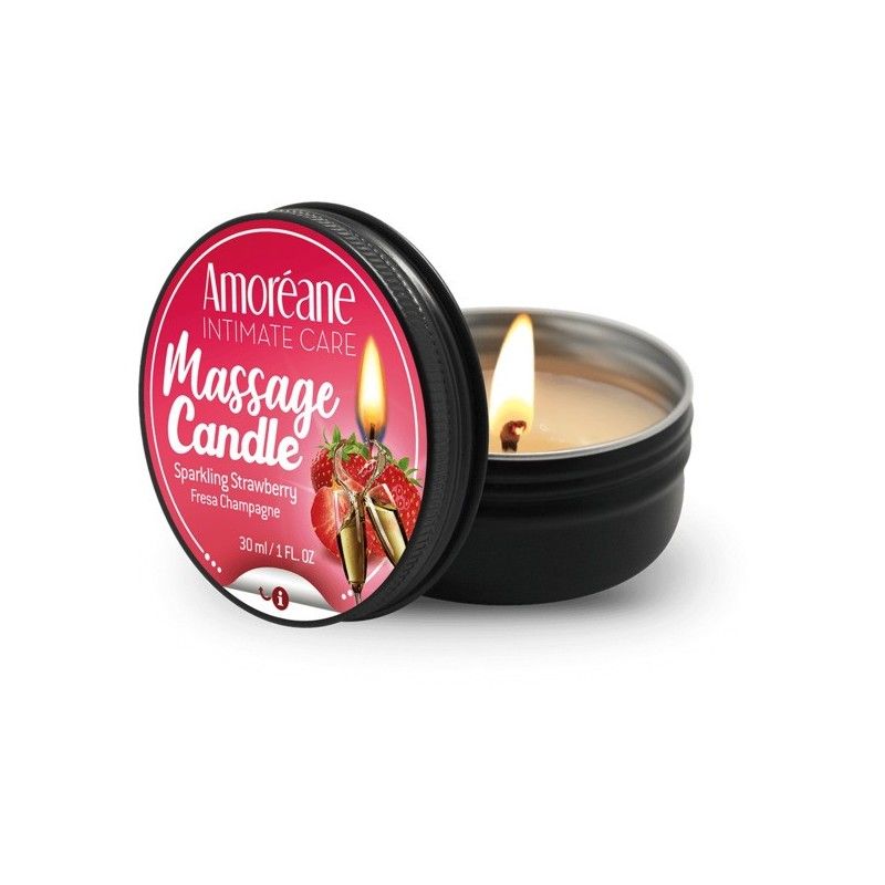Масажна свічка Полуниця в шампанському Amoreane Sparkling Strawberry 30 мл