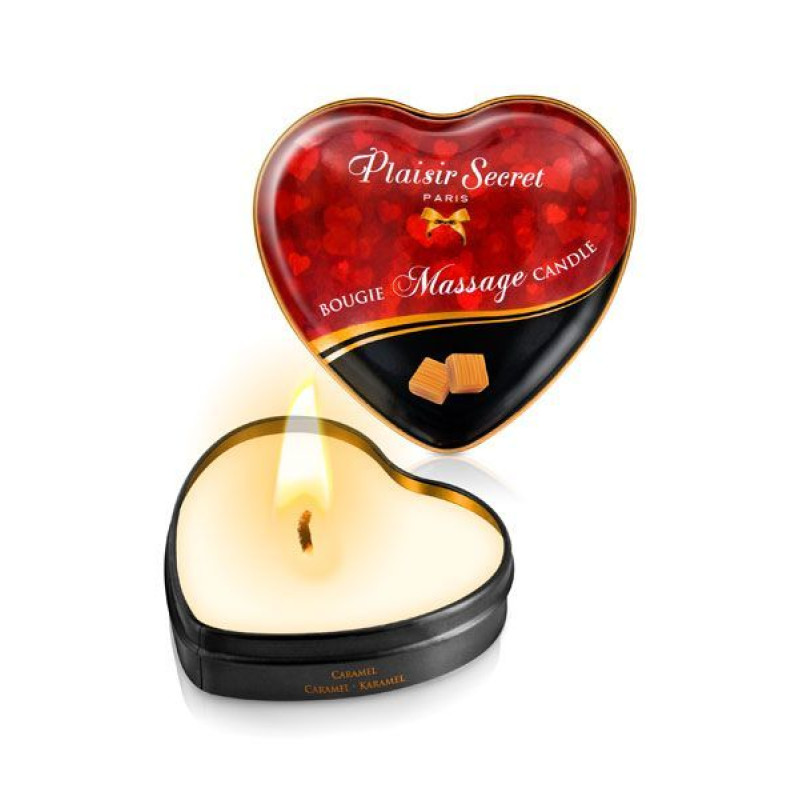 Массажная свеча сердечко Plaisirs Secrets Caramel 35 мл