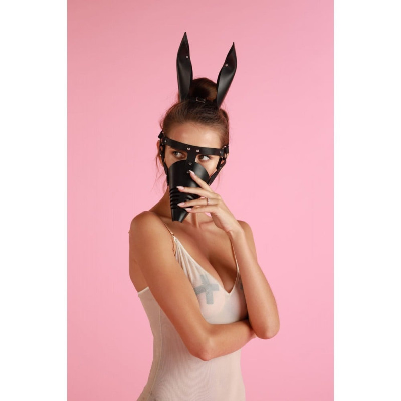Маска DS Fetish Doberman из кожи, ручная работа, черная.