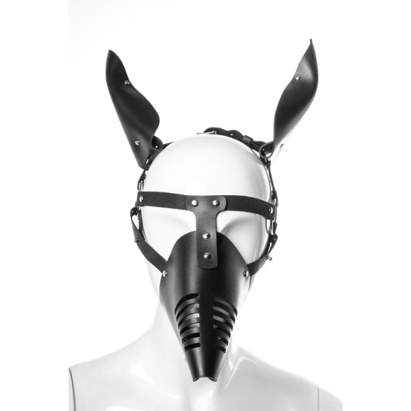 Маска DS Fetish Doberman из кожи, ручная работа, черная.