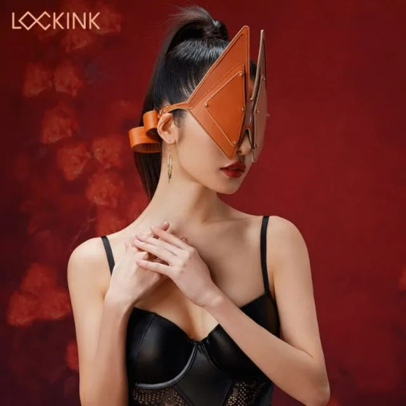 Маска Лисички Lockink з передньою частиною, що відстібається, натуральна шкіра, коричнева, One Size