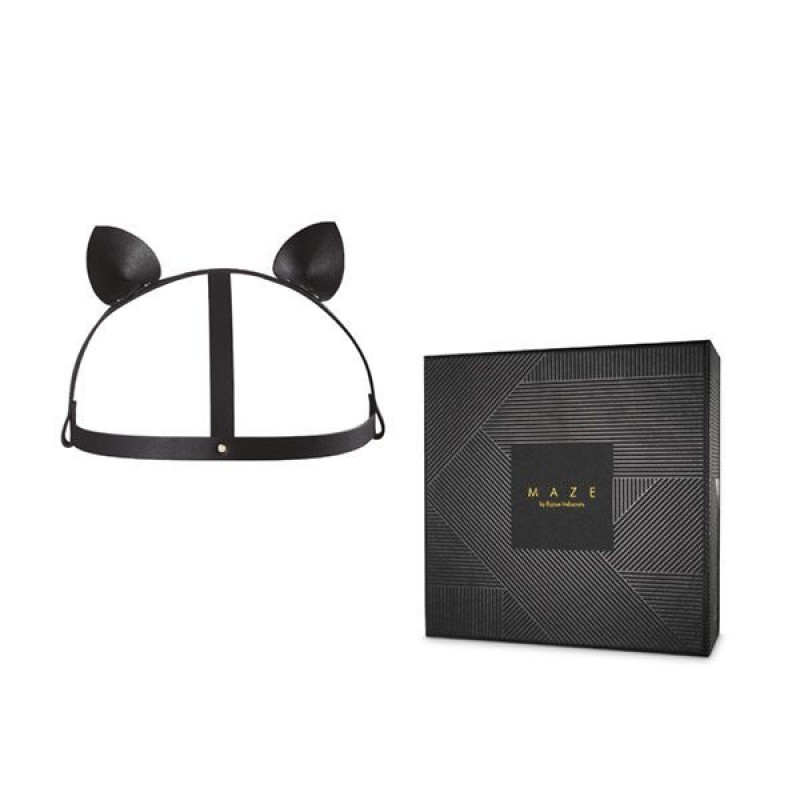 Маска кошечки Bijoux Indiscrets MAZE Cat Ears Headpiece Черная