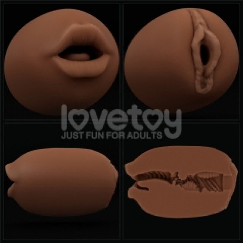 Мастурбатор LoveToy Slider DoubleLoveToyEnded Masturbator Mouth and Vagina Brown
