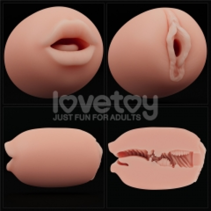Мастурбатор LoveToy Slider DoubleLoveToyEnded Masturbator Mouth and Vagina Flesh