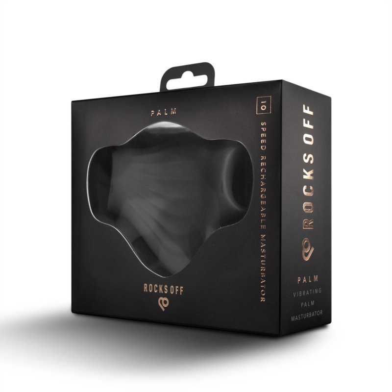 Мастурбатор Rocks Off Palm Black, петлі для пальців, 10 режимів