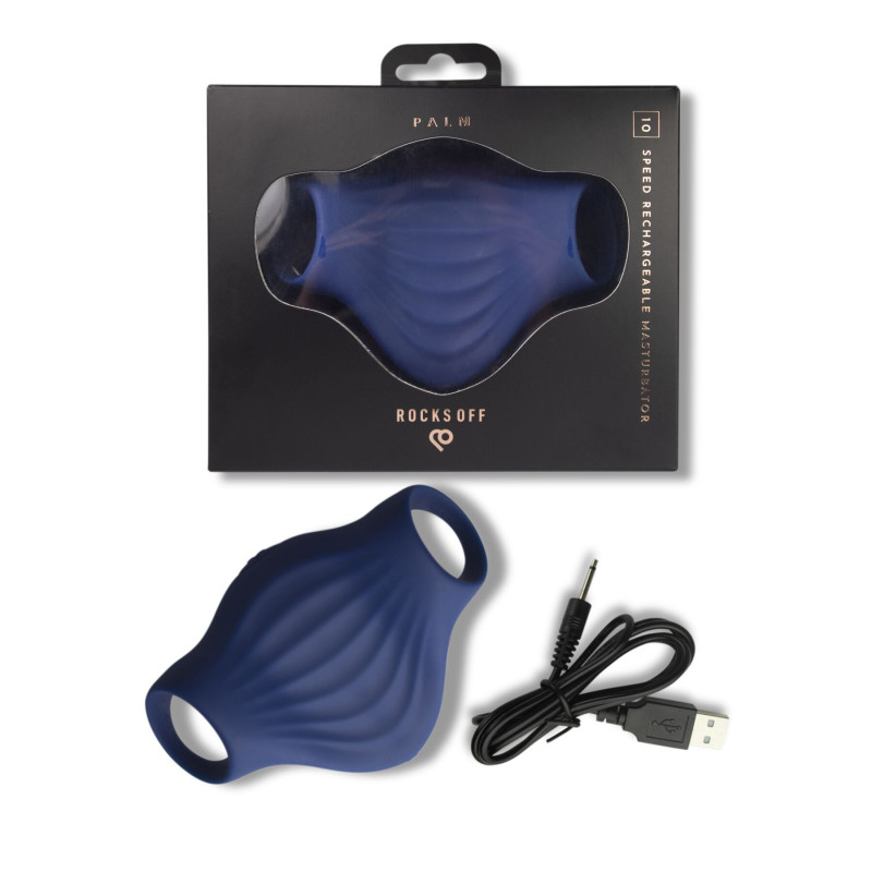Мастурбатор Rocks Off Palm Blue, петлі для пальців, 10 режимів