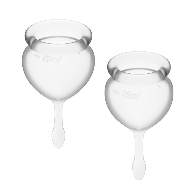 Набір менструальних чаш Satisfyer Feel Good Прозора 15мл та 20мл мішечок для зберігання