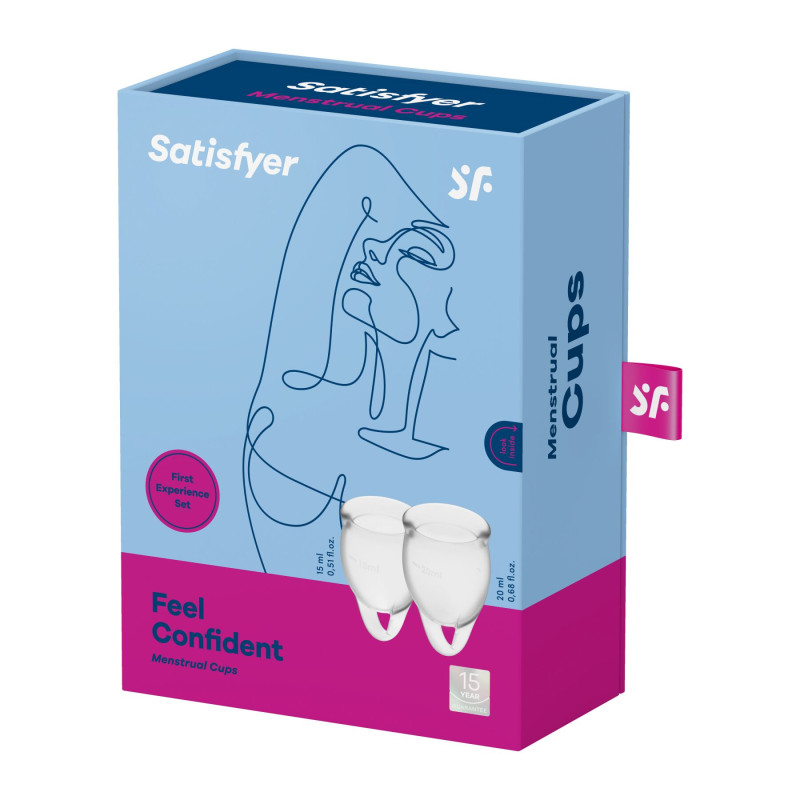 Набір менструальних чаш Satisfyer Feel Confident Прозора 15мл та 20мл мішечок для зберігання
