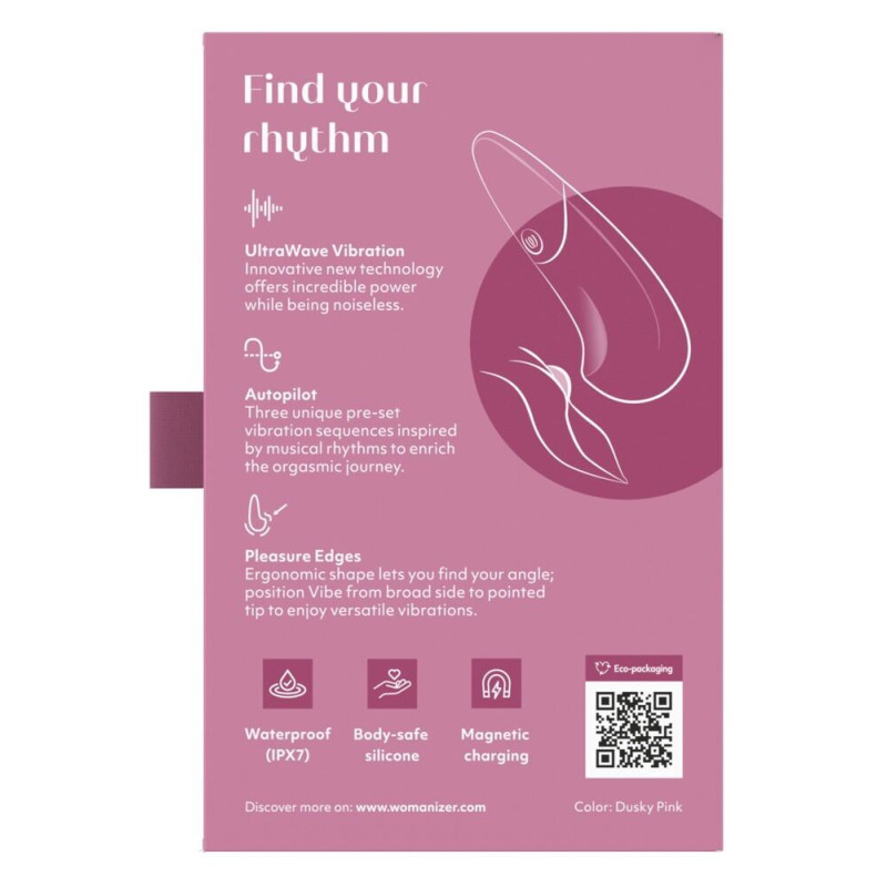 Мінівібратор Womanizer Vibe Dusky Pink, 3 авторежими + 10 рівнів інтенсивності