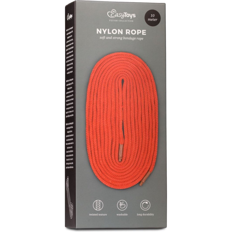 Бондажна мотузка EasyToys, нейлонова, червона, 10 м