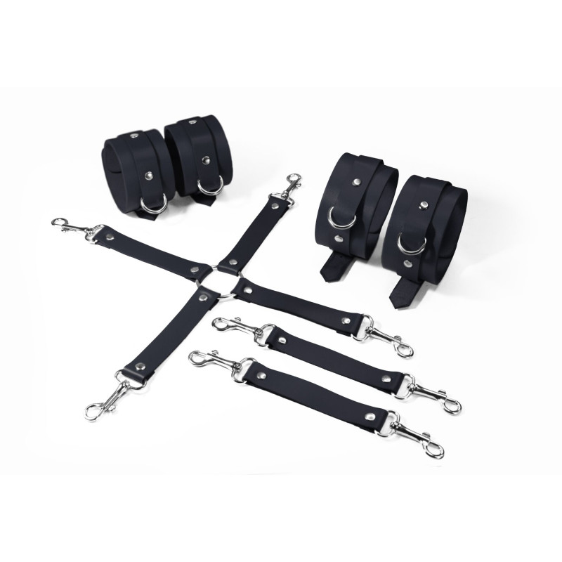Набір для БДСМ 3 в 1 Feral Feelings BDSM Kit 3 Black, наручники, поножі, хрестовина