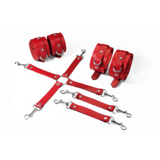 Набір для БДСМ 3 в 1 Feral Feelings BDSM Kit 3 Red, наручники, поножі, хрестовина