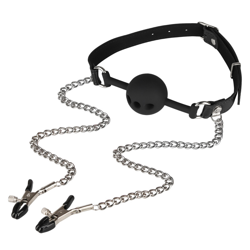 Набір БДСМ Erospace Wild Play Mouth Gag With Nipple Clamps C15