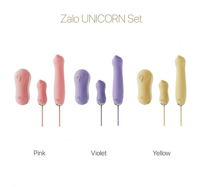 Набір 3в1 Zalo — UNICORN Set Pink, віброяйце, пульсатор, вакуумний стимулятор