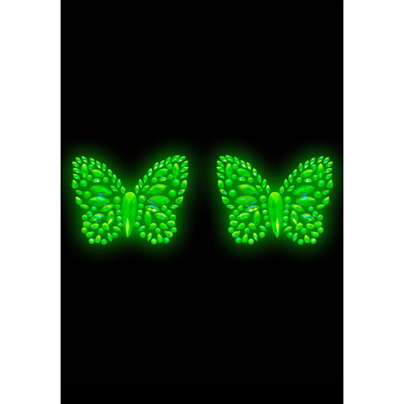 Пестис-метелики з кристалів Leg Avenue Chrysallis nipple sticker, наліпки, світяться у темряві