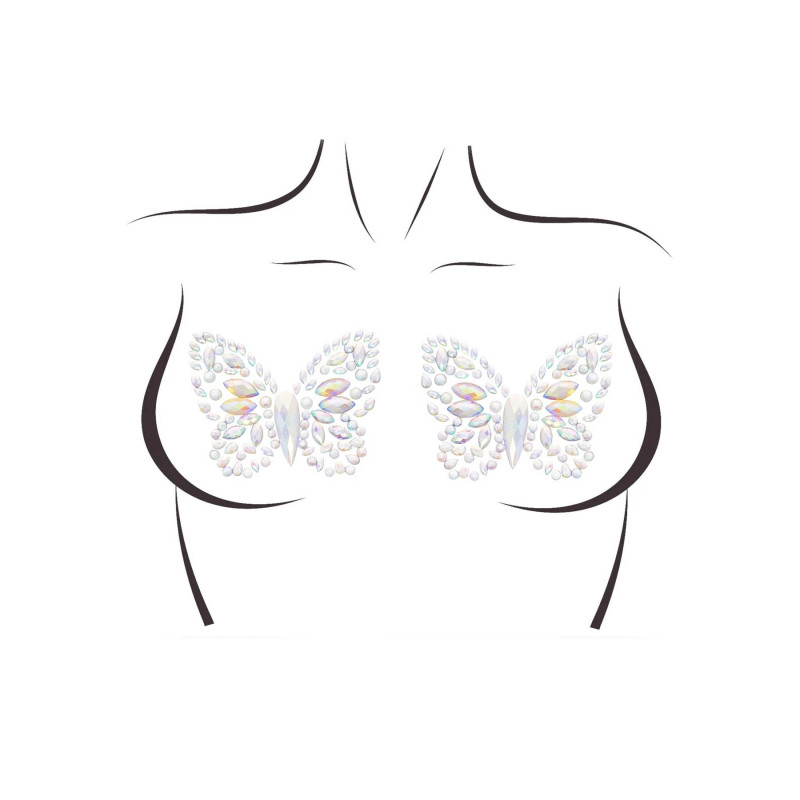 Пестис-метелики з кристалів Leg Avenue Chrysallis nipple sticker, наліпки, світяться у темряві