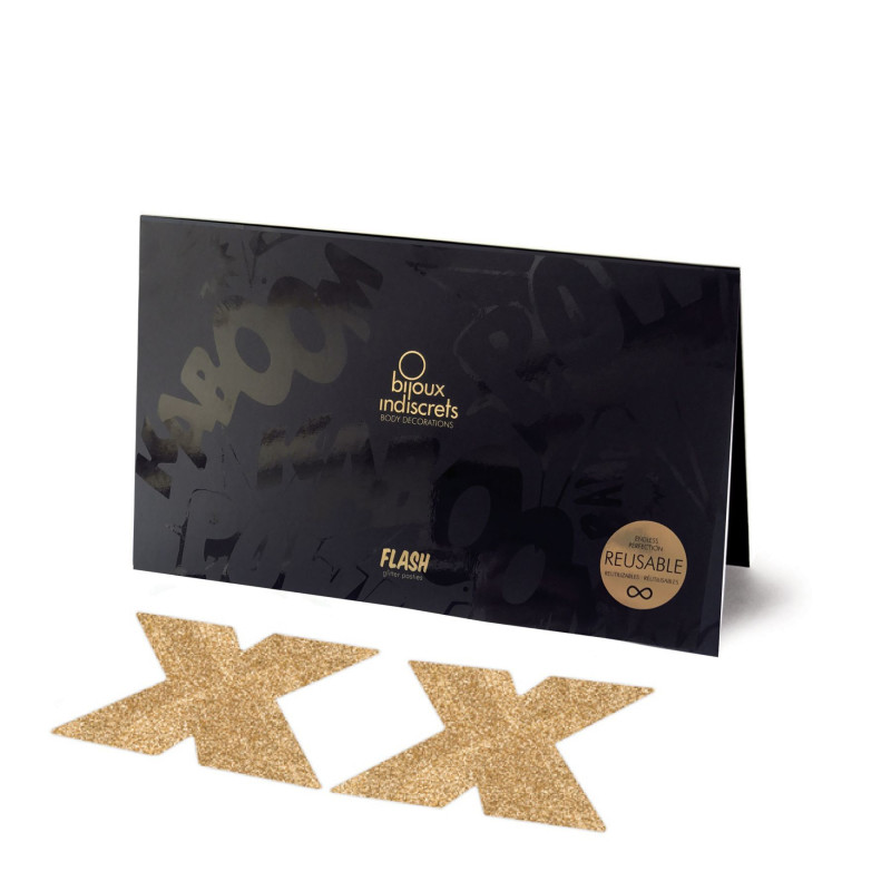 Пэстис стикини Bijoux Indiscrets Flash Cross Золотые