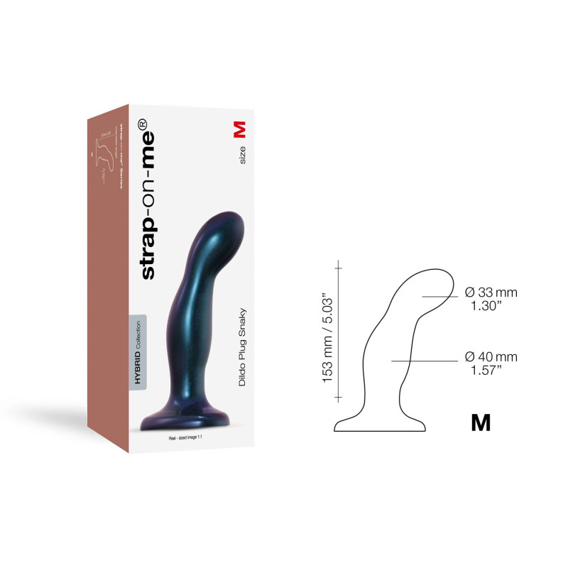 Дилдо Strap-On-Me DILDO PLUG SNAKY METALLIC BLUE, размер M