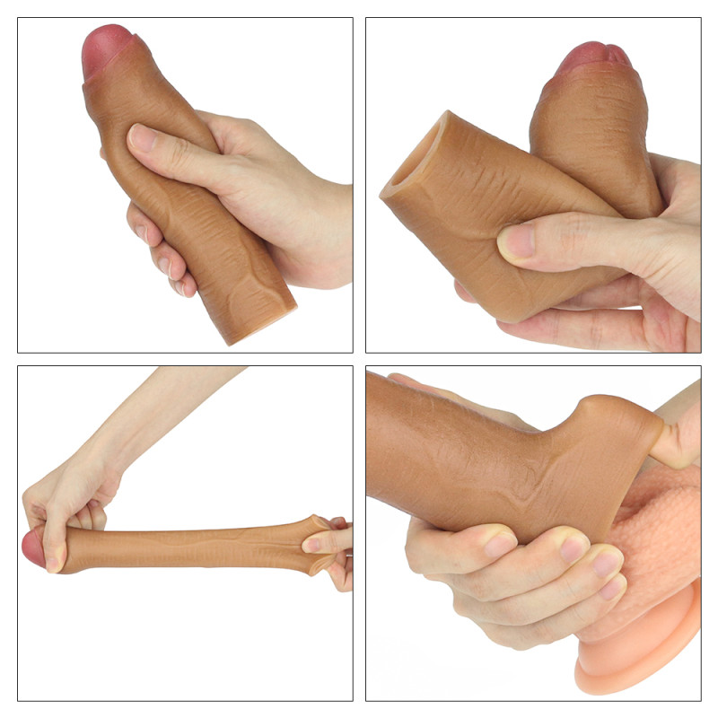 Насадка на член LoveToy Revolutionary Silicone Nature Extender Add 1 Brown 140