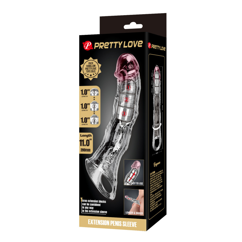 Удлинительная насадка на член Pretty Love Extension Penis Sleeve 28 см Clear