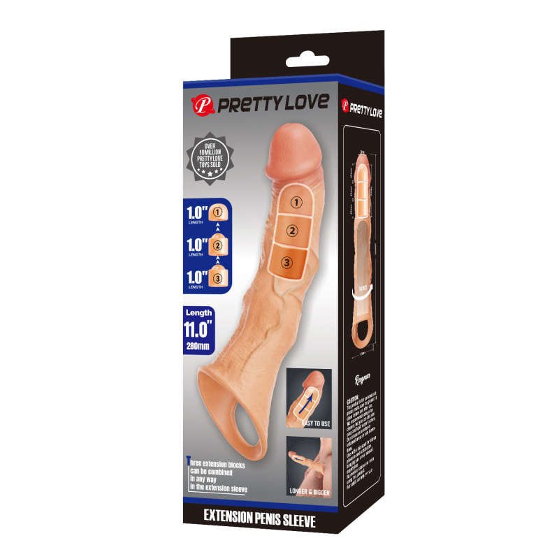 Удлинительная насадка на член Pretty Love Extension Penis Sleeve 28 см Flesh