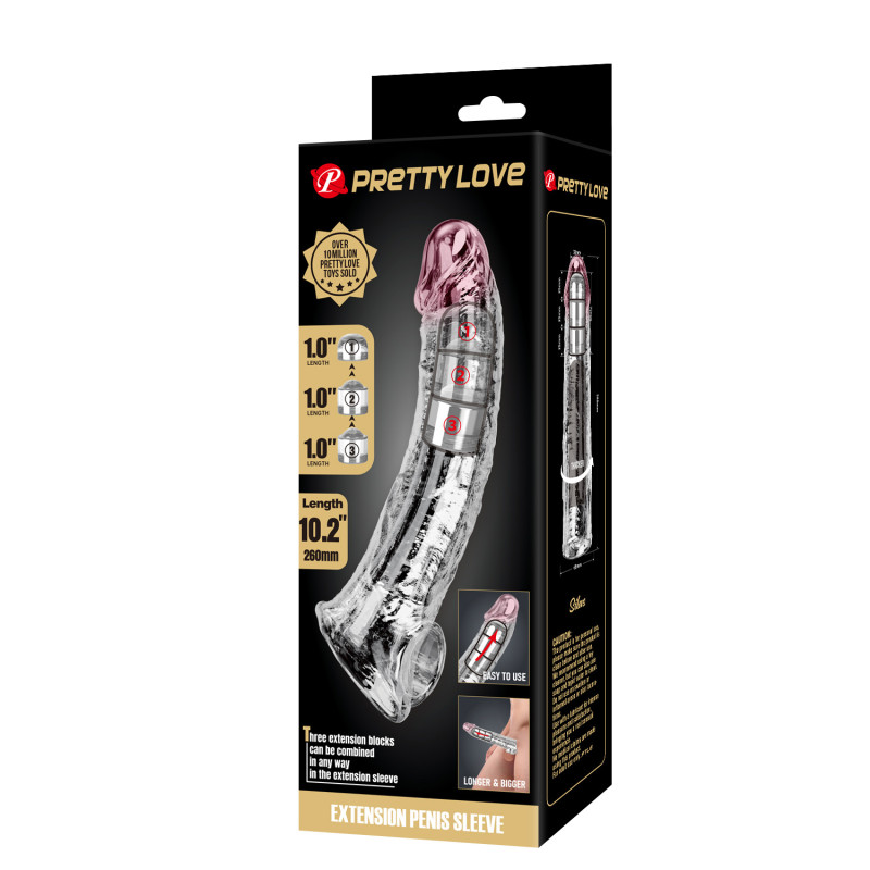 Удлинительная насадка на член Pretty Love Extension Penis Sleeve 26 см Clear