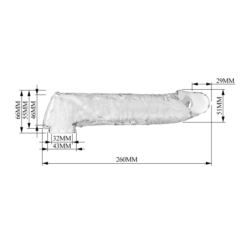Удлинительная насадка на член Pretty Love Extension Penis Sleeve 26 см Clear
