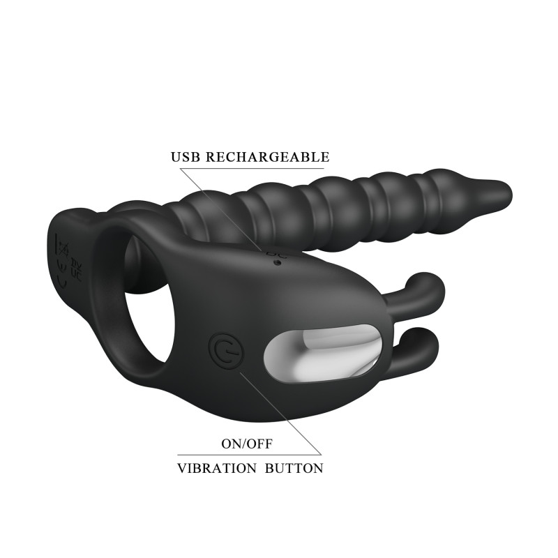 Кільце-насадка для подвійного проникнення Pretty Love Blackney Vibrating Enhacer Black