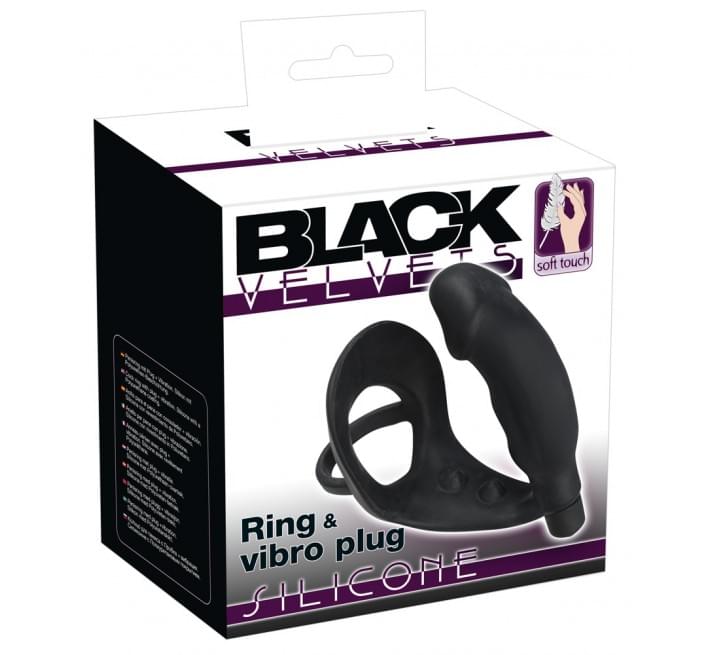 Эрекционное кольцо Black Velvets Penisring mit Vibration Черное