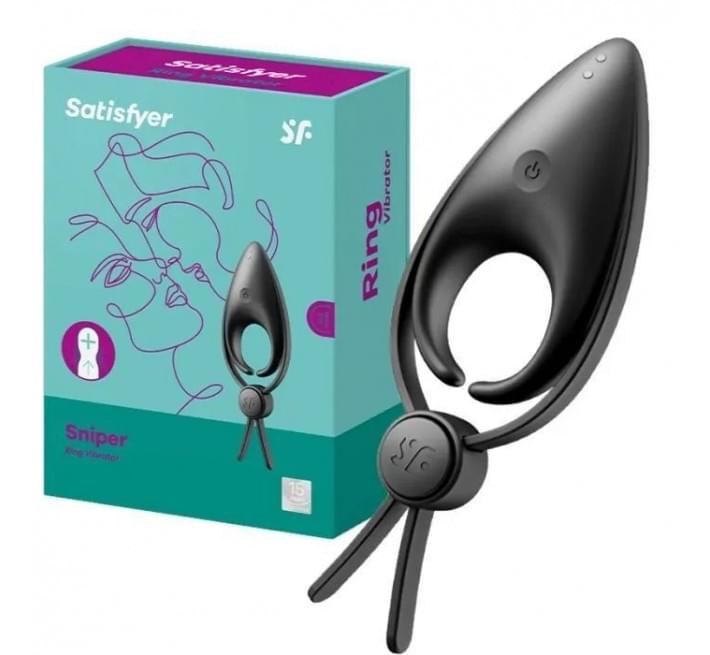 Эрекционное виброкольцо ласо с регулировкой размера Satisfyer Sniper Black