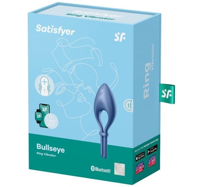 Эрекционное смарт-виброкольцо ласо с регулировкой размера Satisfyer Bullseye Blue