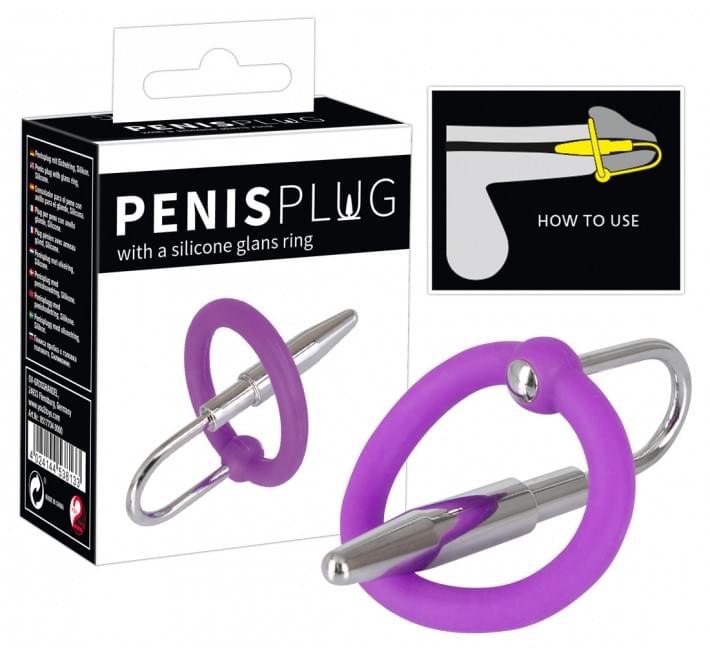 Ерекційне кільце You2Toys Penis Plug+Silicone Glans Ring Dilator Фіолетове