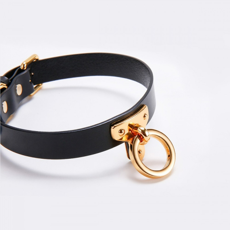 Ошейник-чокер с кольцом Кожаный UPKO Leather Cosplay Choker L