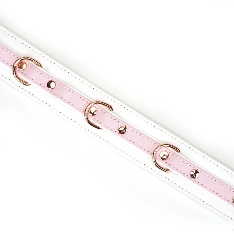 Нашийник з повідцем Liebe Seele White & Pink Fairy Goat Leather Collar