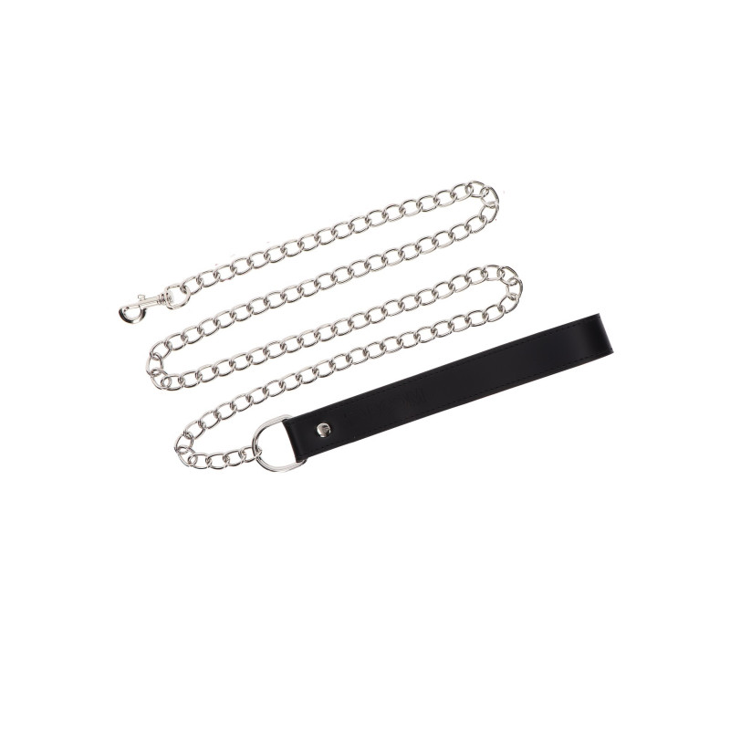 Поводок с карабином и черной петлей Taboom Chain Leash, серебристый