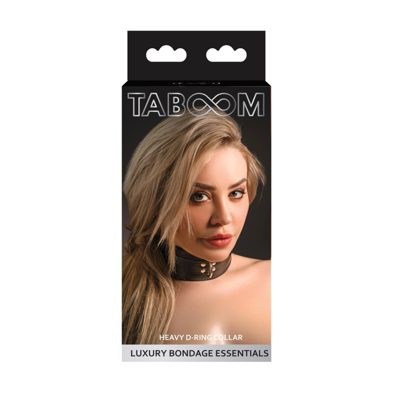 Ошейник с D-образным кольцом и заклепками Taboom, веганская кожа, черный, 44 см