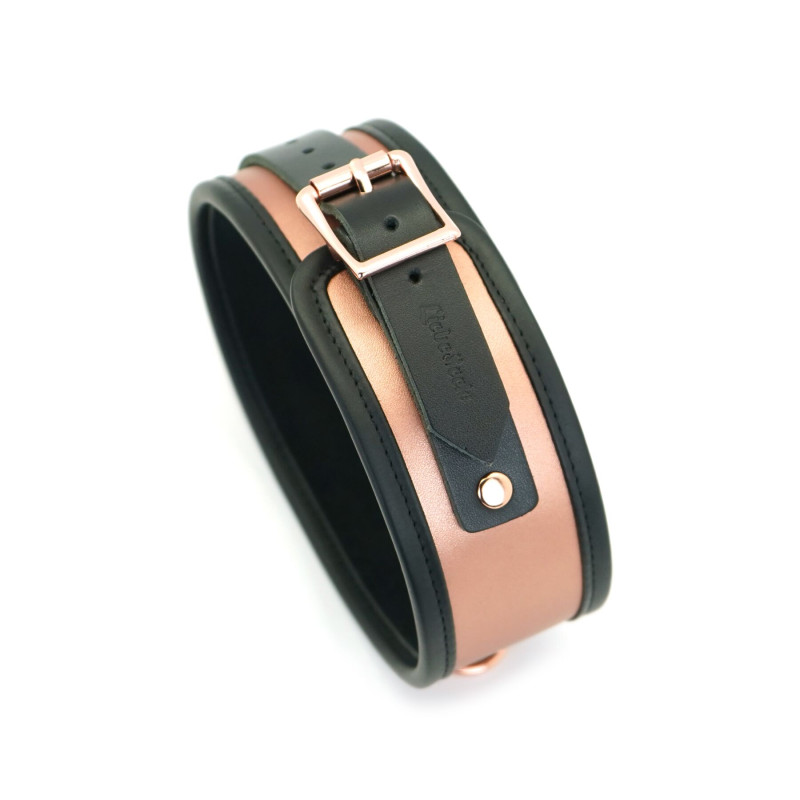 Широкий ошейник с поводком Liebe Seele Rose Gold Memory Collar with Leash, натуральная кожа