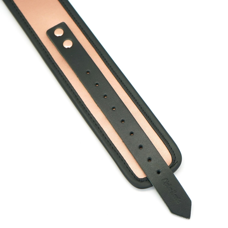 Широкий ошейник с поводком Liebe Seele Rose Gold Memory Collar with Leash, натуральная кожа