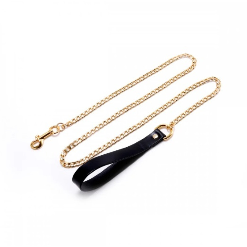 Поводок UPKO Leather Cosplay Leash, итальянская кожа, с металлической цепью,