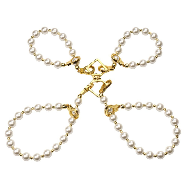 Перлинні наручники та поножі LOCKINK Pearl Handcuffs & Anklecuffs