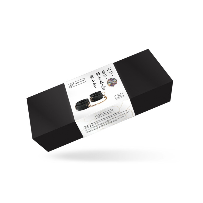 Наручники с цепочкой Liebe Seele Black Organosilicon Wrist Cuff, экокожа
