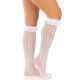 Гольфи ажурні Leg Avenue Sweetheart Ruffle Cuff Knee Highs, білі, малюнок-сердечка
