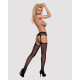 Сетчатые чулки-стокинги с цветочным рисунком Obsessive Garter stockings S207 черные S/M/L