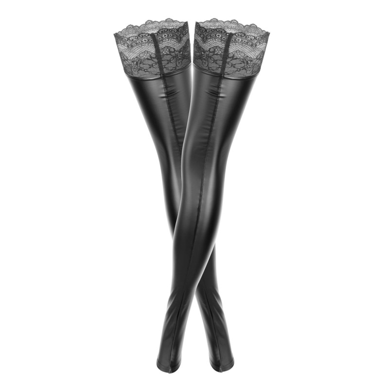 Чулки с мокрым эффектом Noir Handmade F135 Powerwetlook stockings, 3XL, без мысков