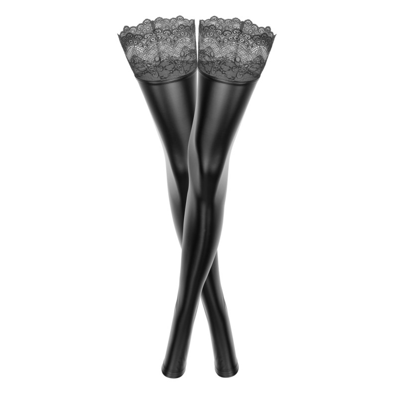 Чулки с мокрым эффектом Noir Handmade F135 Powerwetlook stockings, 3XL, без мысков