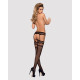 Чулки-стокинги с комбинированной сеткой Obsessive Garter stockings S214 черные S/M/L