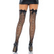 Панчохи-сітка зі швом ззаду Leg Avenue Bow back seam thigh highs атласний бант Black One size