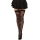 Чулки Leg Avenue Wild rose net thigh highs, One Size, черные, широкая резинка, рисунок-розы