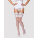 Панчохи під пояс із широким мереживом Obsessive 810-STO-2 stockings білі L/XL